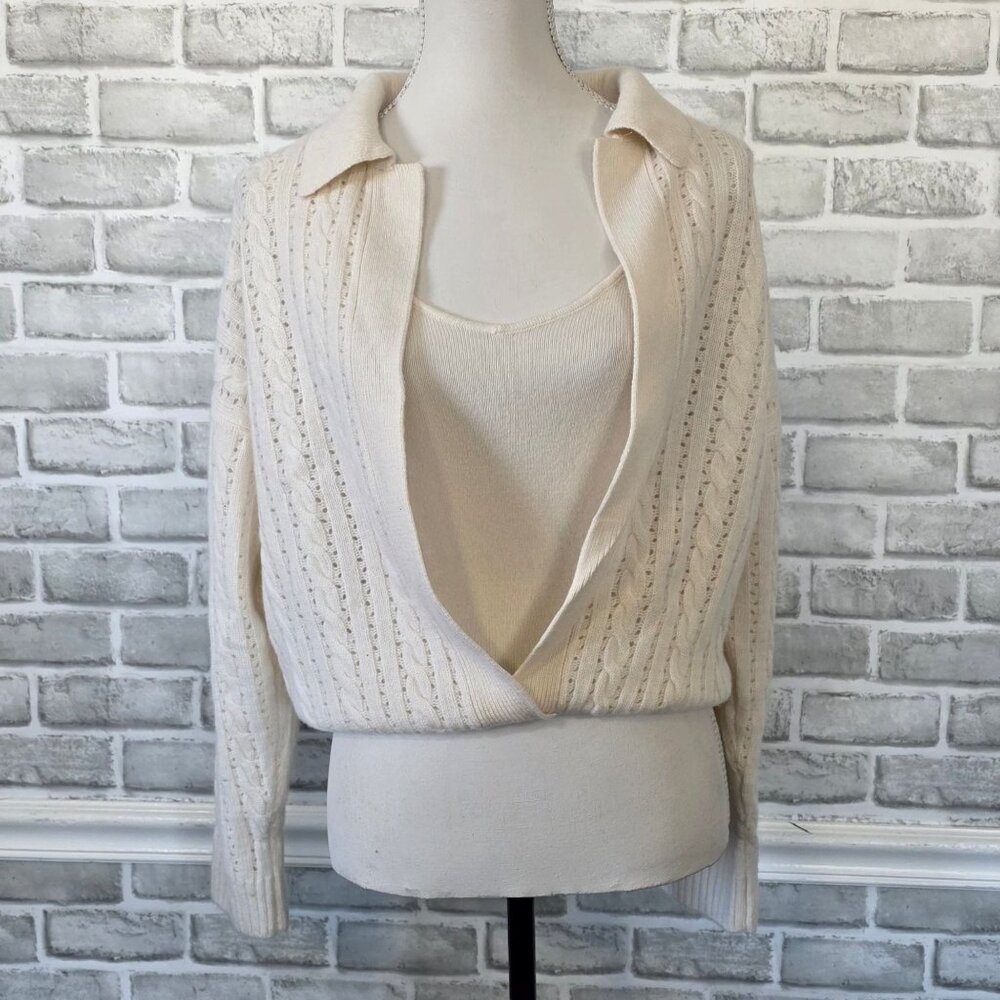Design History Twofer Cashmere Sweater Layered NEW Quiet Luxury M Soft Cozy *fla